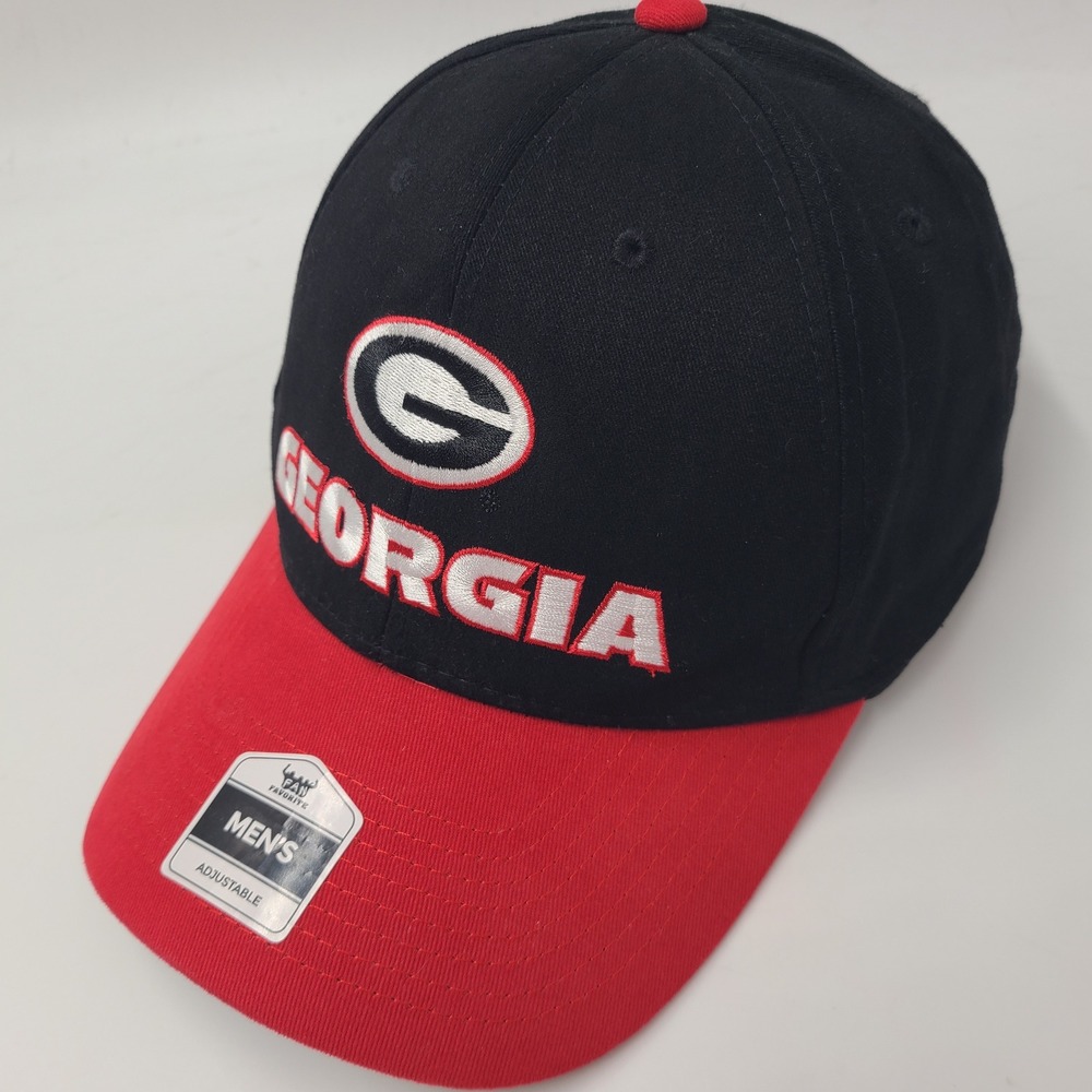 Georgia Bulldogs Hat Adjustable Fan Favorite Black Red NCAA University Logo Men